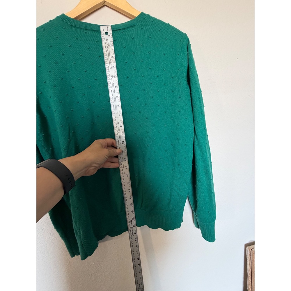 LOFT Outlet XL Green Swiss Dot Cotton Cardigan Button Front Sweater - Picture 12 of 17
